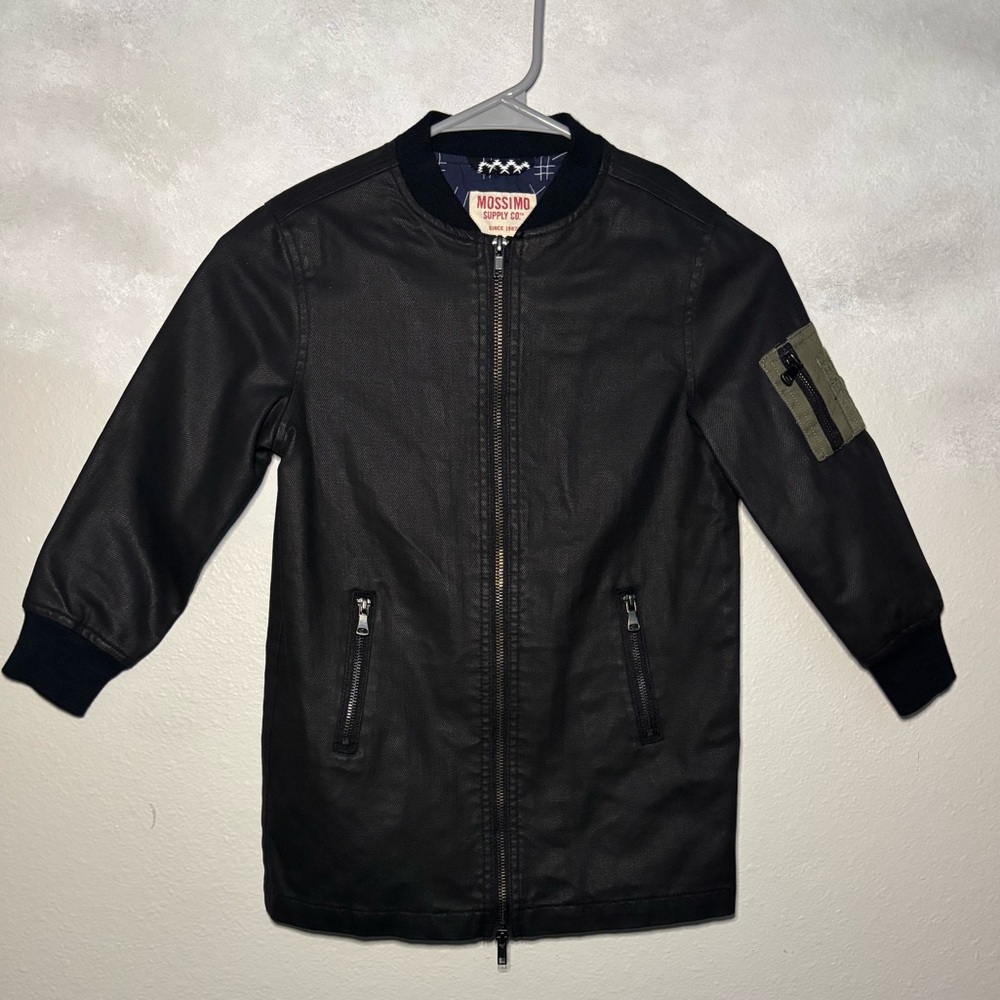 Mossimo Boys Hoodless Jacket Black XS 4/5 Multiple Zip Pockets Spring Outerwear